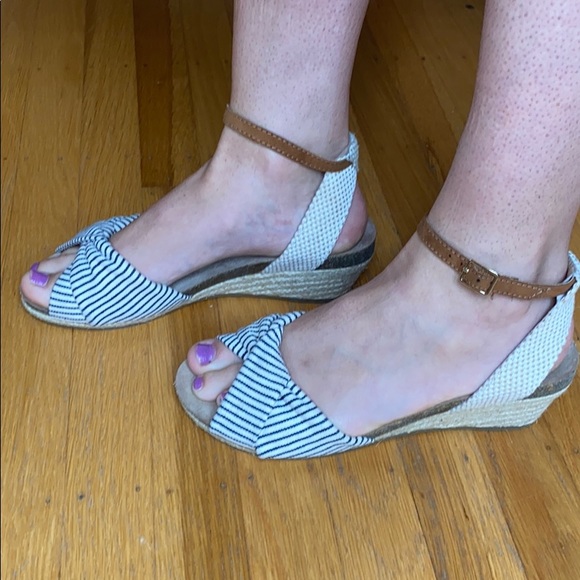 Beige and Navy Striped Espadrille Shoes - Picture 5 of 7